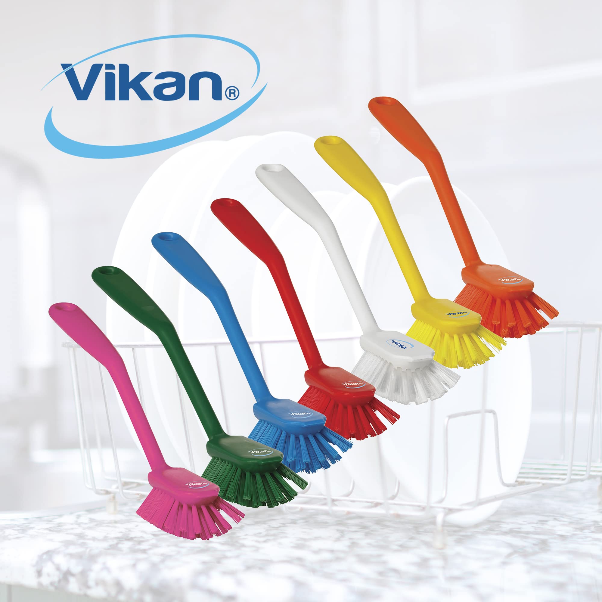 Vikan 42373 Brush,Dish,Scraping Edge,Medium,11",PP/PBT,Blue - Image 7